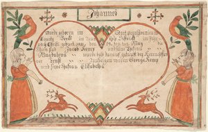 Certificat de naissance et de baptême (Geburts und Taufschein) pour Johannes Kemp, illustration de 